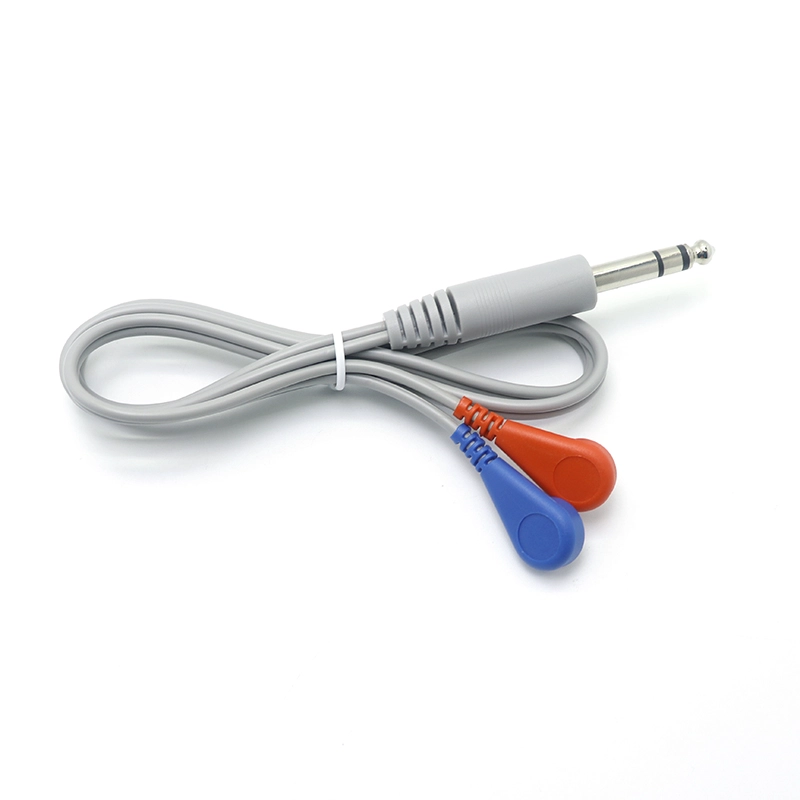 Customized 6,35 mm Audio männlicher Stecker an Dual 3,5 -mm -Snap -Anschlusskabel mit 2 Leads | Zertifizierter medizinischer Hersteller