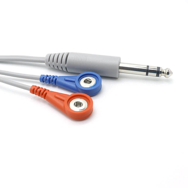 Customized 6,35 mm Audio männlicher Stecker an Dual 3,5 -mm -Snap -Anschlusskabel mit 2 Leads | Zertifizierter medizinischer Hersteller