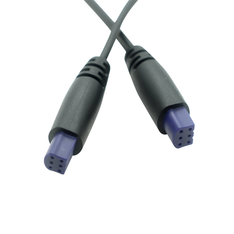 China Aangepaste dubbele rij 1,0 mm 6p mannelijke plug medische therapiekabel | OEM -elektrotherapie TENS -eenheid Leaddraadfabrikant fabrikant