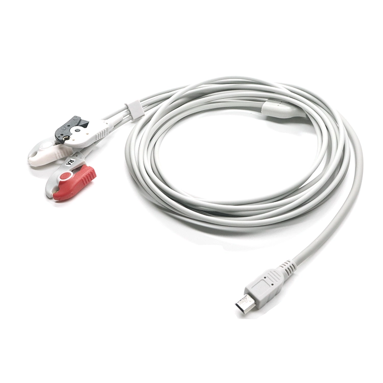 China Mini USB personalizado a 3 leads terapia clipe Medical Cable | Fabricante de cabos de eletroterapia do Dongguan fabricante