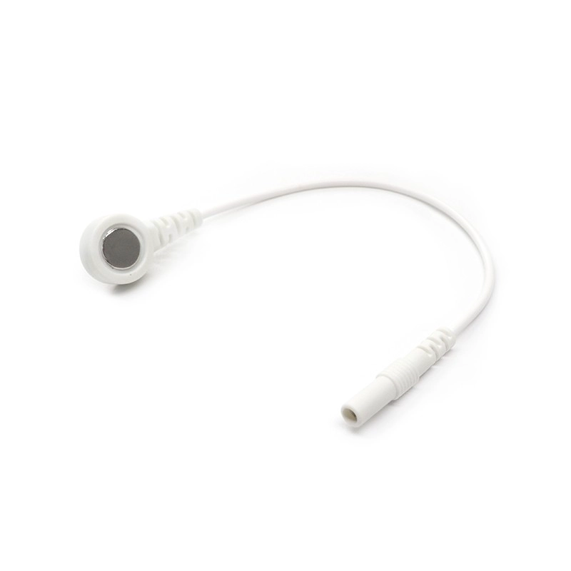 China Customized 2,0 mm Elektrodenstift drehen Sie sich auf 4,0 mm Magnetic Snap White -Kabel für die Physiotherapie | Dongguan -Bleidrahthersteller Hersteller