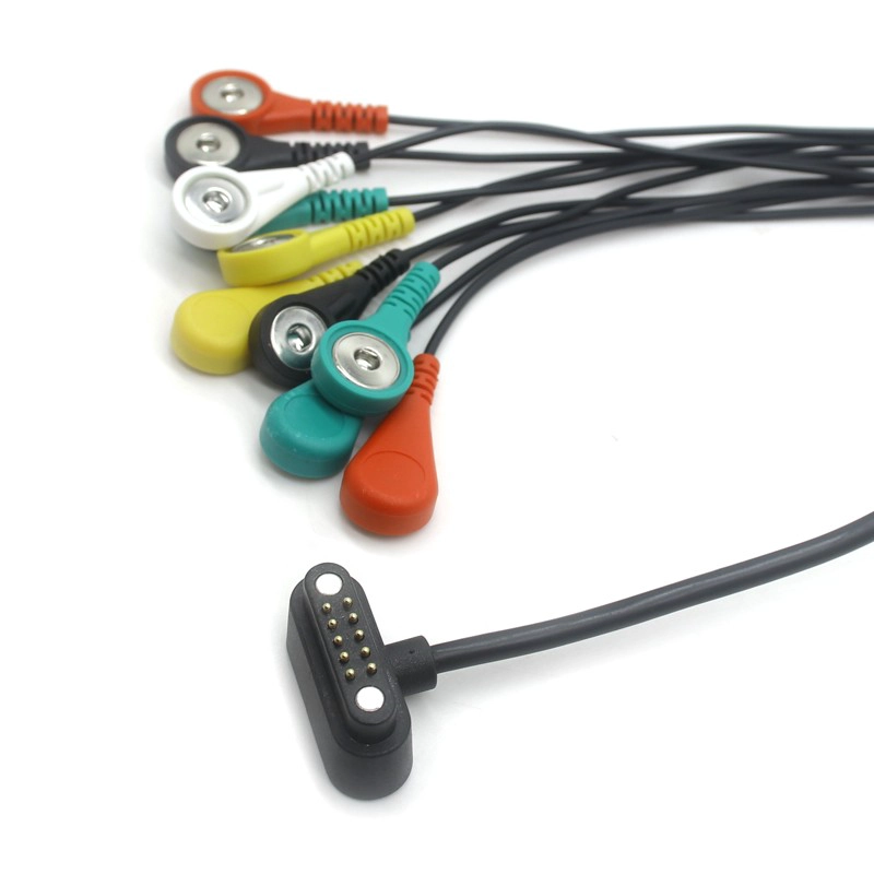 Customized 10 Pin Pogo Pin Mangic -Anschluss zu 10 Leads 4,0 mm weibliches Snap -EKG -Kabel | Dongguan -EKG -Drahtlieferant