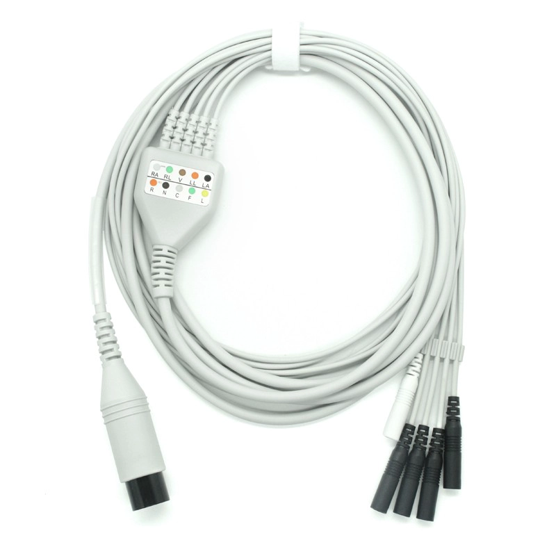 China Connector masculino personalizado de 6 pinos para 5 leads Cabo ECG de pino de eletrodo de 2,0 mm para máquina de fisioterapia | Fornecedor de Cable Médico Dongguan fabricante