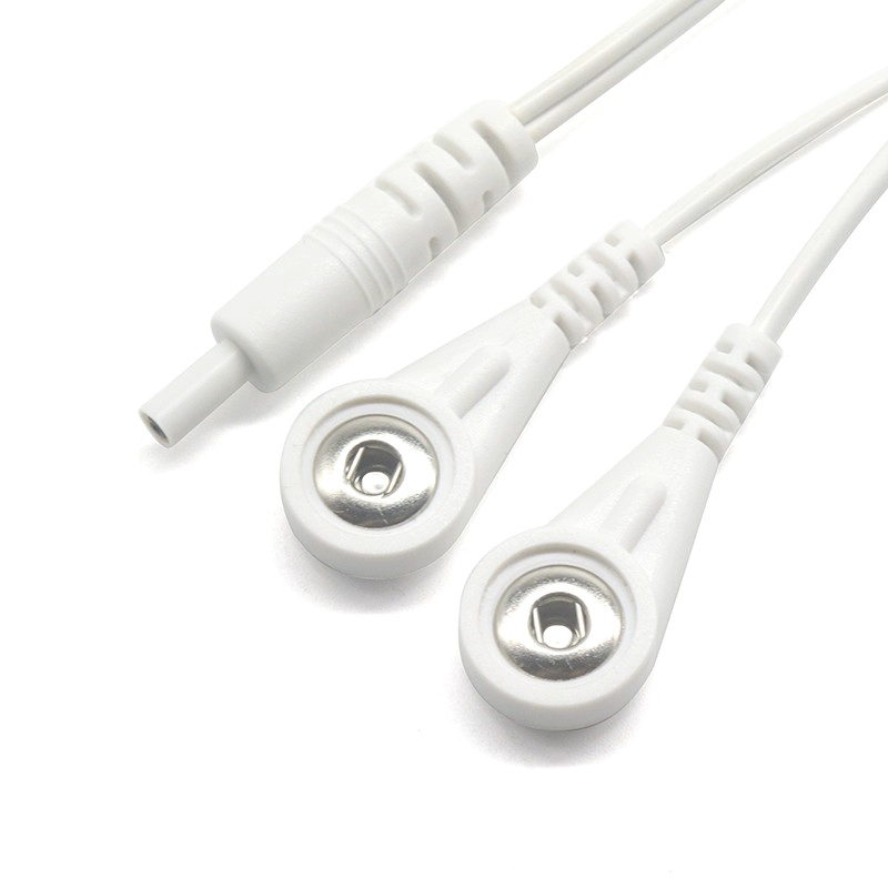 Customized DC 2,35 mm Sicherheitsstecker in Dual 3,5 mm Elektrode Female Snap Cable | Dongguan ISO13485 zertifizierter medizinischer Kabelhersteller