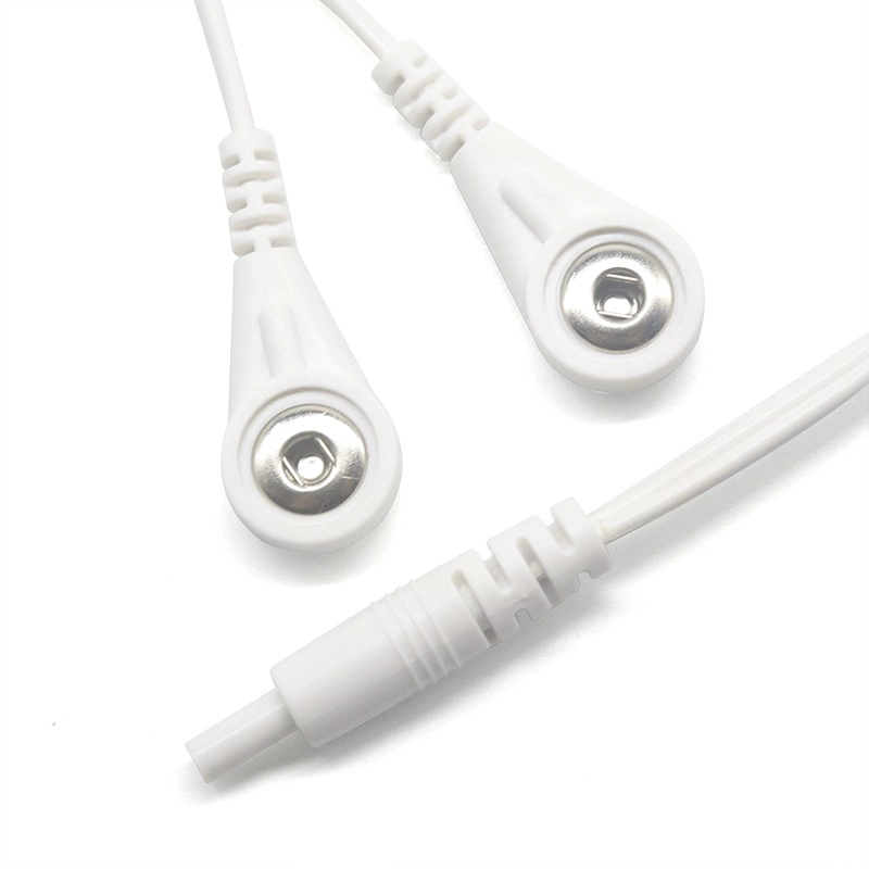 Customized DC 2,35 mm Sicherheitsstecker in Dual 3,5 mm Elektrode Female Snap Cable | Dongguan ISO13485 zertifizierter medizinischer Kabelhersteller