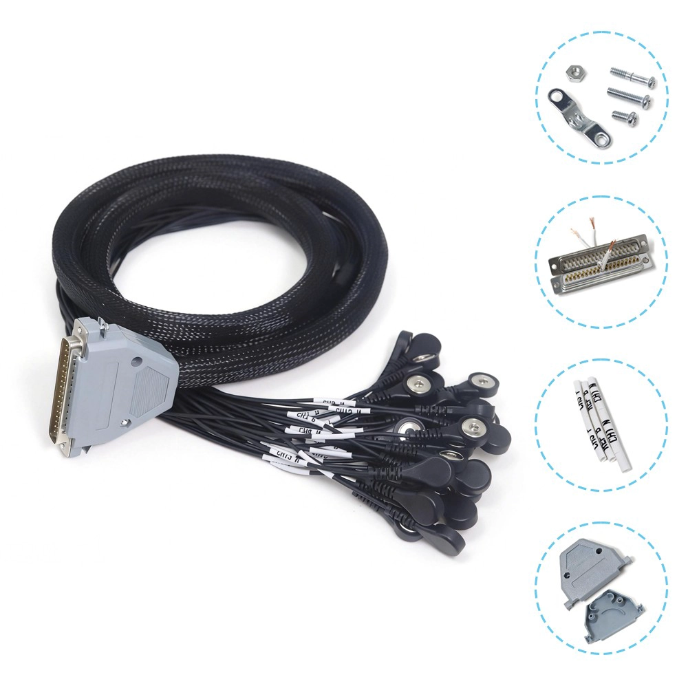 China Macho DB37 personalizado para conjunto de cabo de aquisição de sinal médico EEG de eletrodo de pressão fêmea de 34 × 4,0 mm | Fabricante de cabos Dongguan fabricante
