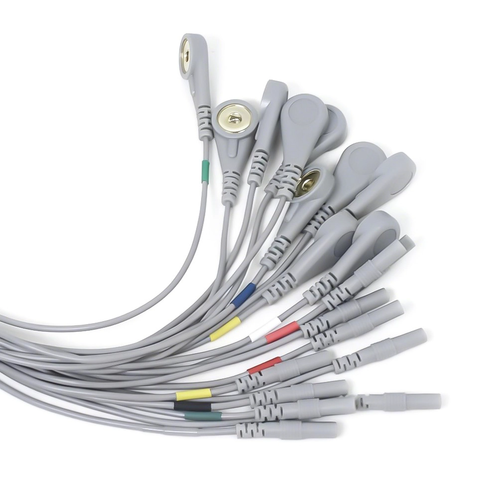 2,0-mm-Rohrelektrodenstift auf 4,0-mm-vergoldetes medizinisches Elektrodenkabel mit Schnappverschluss | ISO 13485 Dongguan Lieferant