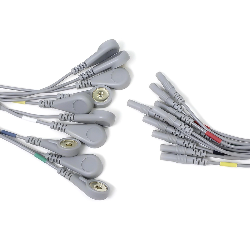 2,0-mm-Rohrelektrodenstift auf 4,0-mm-vergoldetes medizinisches Elektrodenkabel mit Schnappverschluss | ISO 13485 Dongguan Lieferant