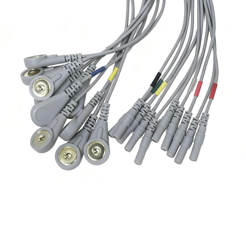 2,0-mm-Rohrelektrodenstift auf 4,0-mm-vergoldetes medizinisches Elektrodenkabel mit Schnappverschluss | ISO 13485 Dongguan Lieferant