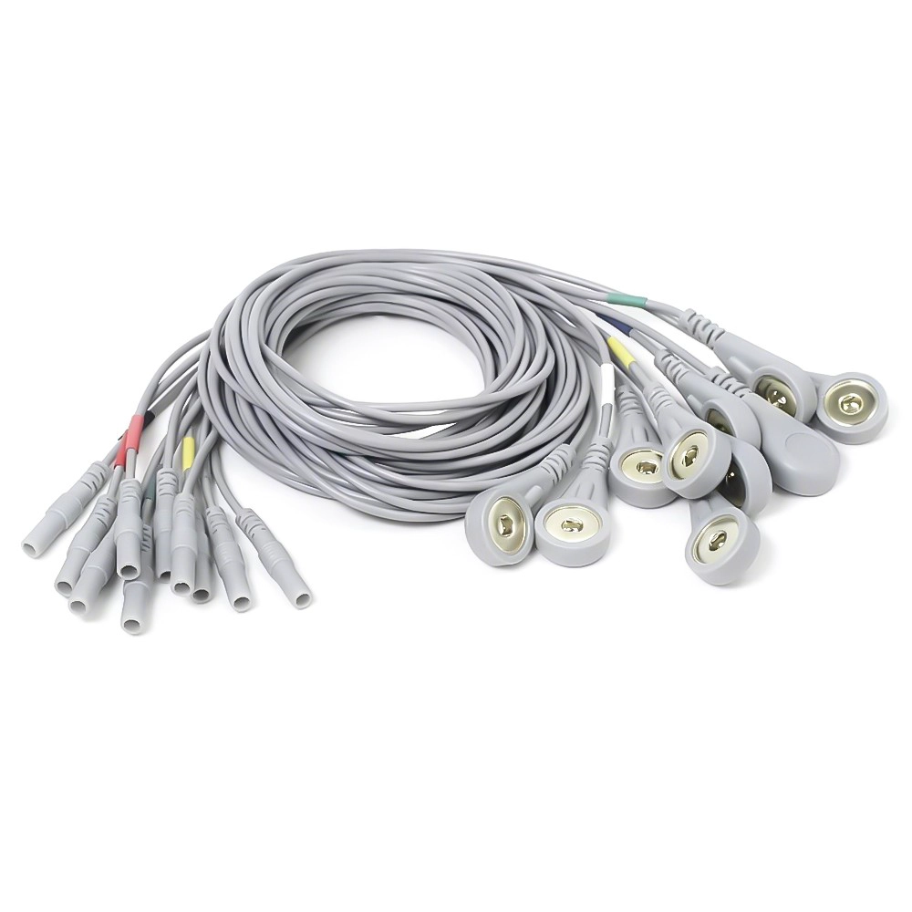 2,0-mm-Rohrelektrodenstift auf 4,0-mm-vergoldetes medizinisches Elektrodenkabel mit Schnappverschluss | ISO 13485 Dongguan Lieferant
