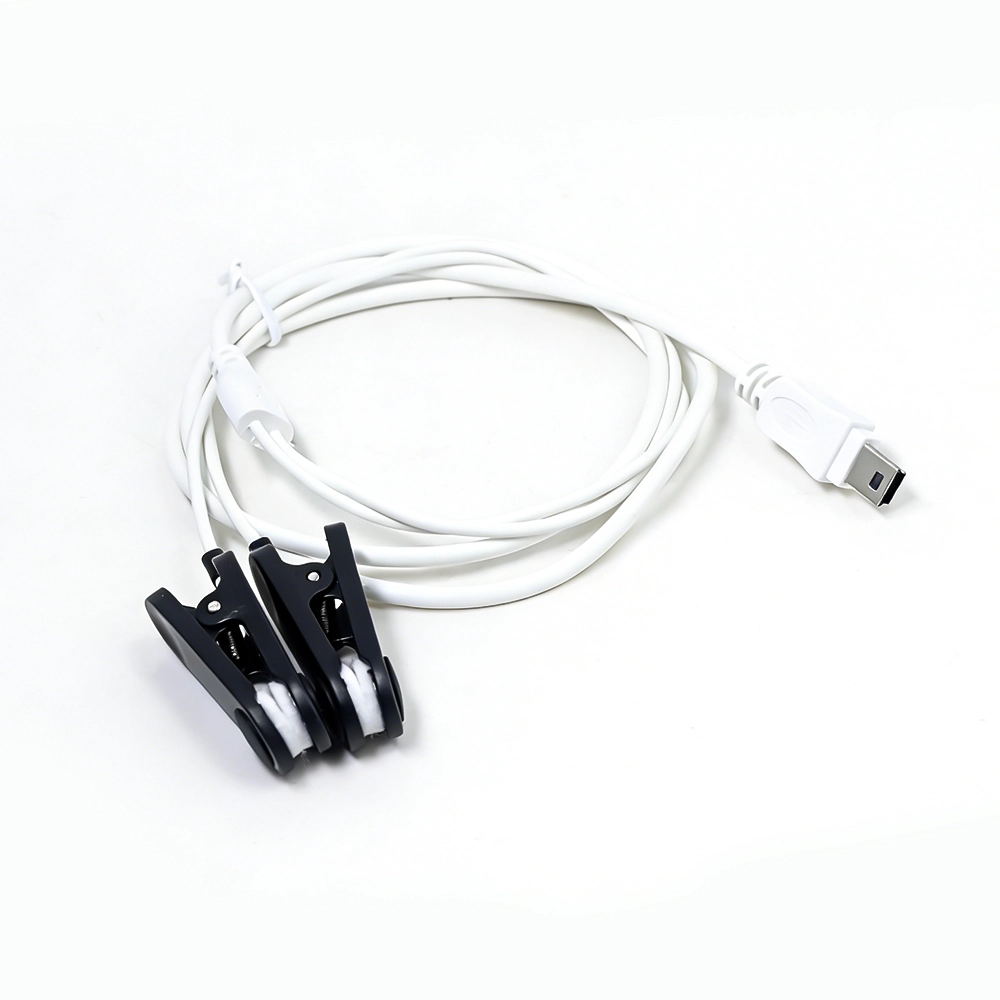 Connettore mini USB personalizzato a 2 clip auricolari nere con schiuma ABS per cavo per fisioterapia | Fornitore di cavi ISO13485