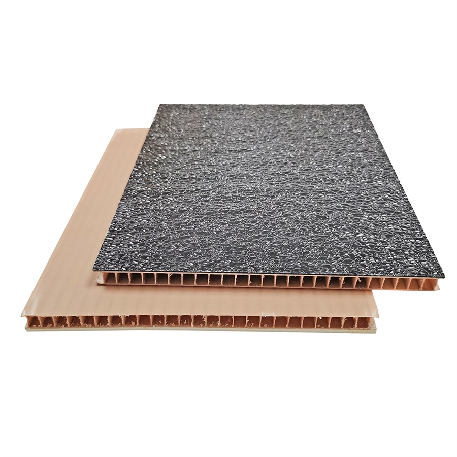 แผ่นโพลีโพรพีลีนลามิเนต FRP ลายนูนสีดำแผ่นผนังตกแต่งภายใน