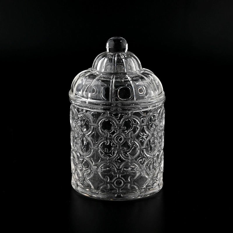 New design 10oz clear glass candle jar with lids supplier