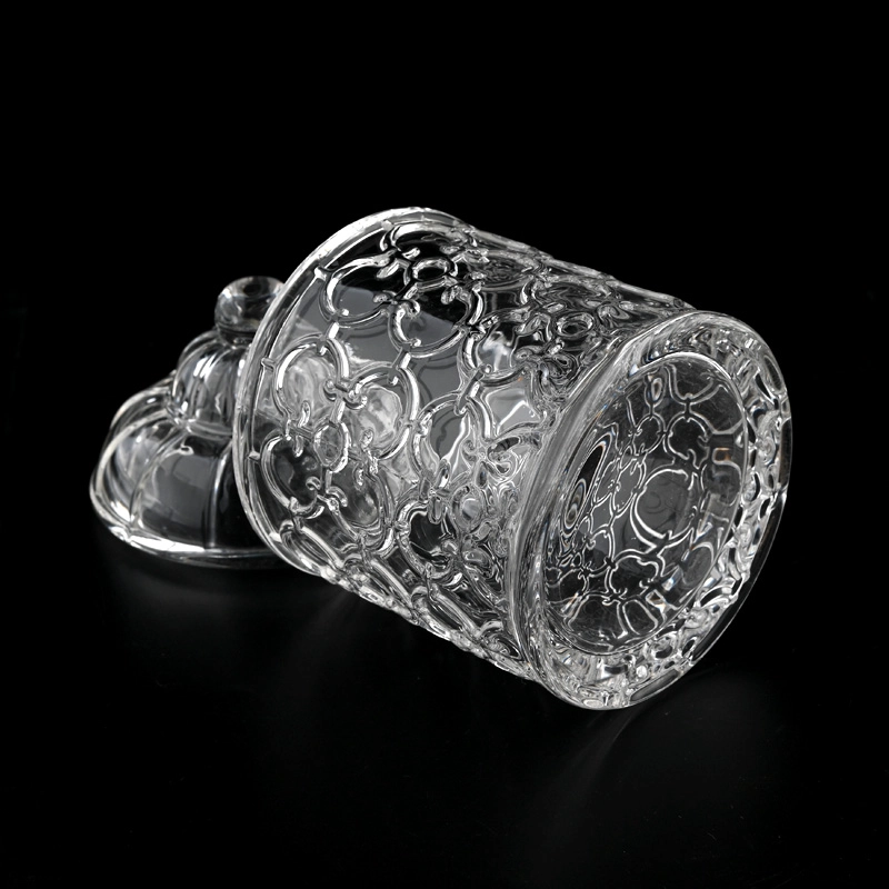 New design 10oz clear glass candle jar with lids supplier