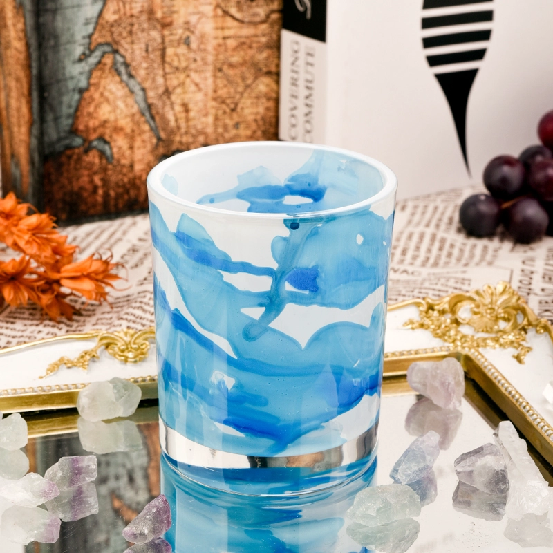 Hot sale 300ml handpainting glass candle jar wholesaler