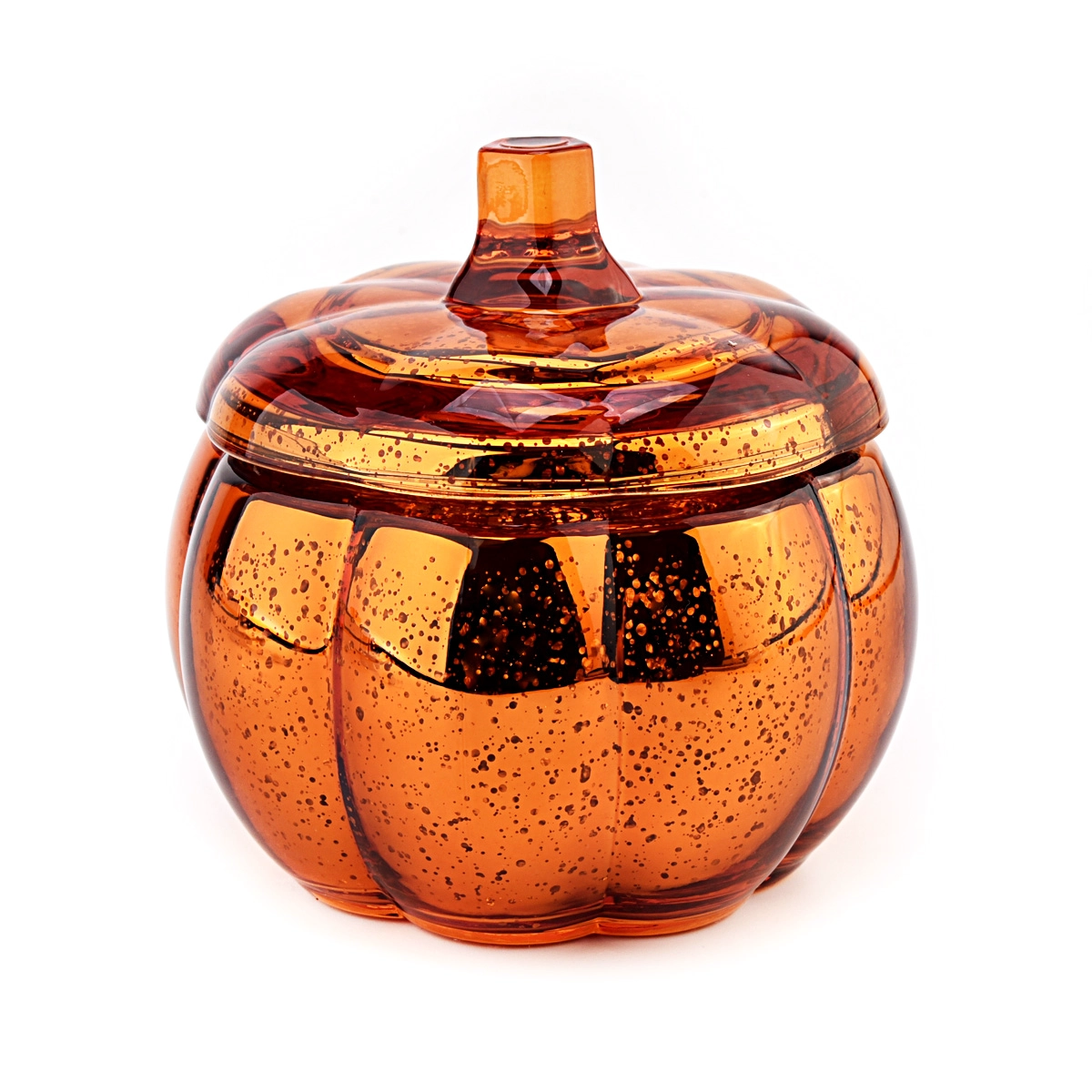 Halloween Orange Pumpkin Shaped Jar for Candle Glass Candy Jar with Lid