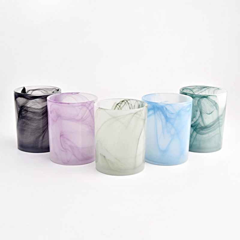 Hot sale 10oz glass purple candle holder for home decor