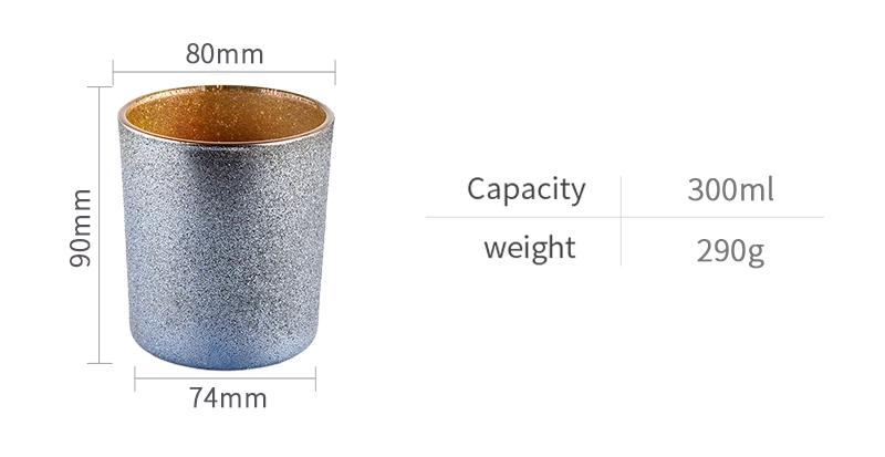 Wholesales 8oz Custom Luxury Smoky Gray Frosted Interior Golden Empty Glass Candle Jars
