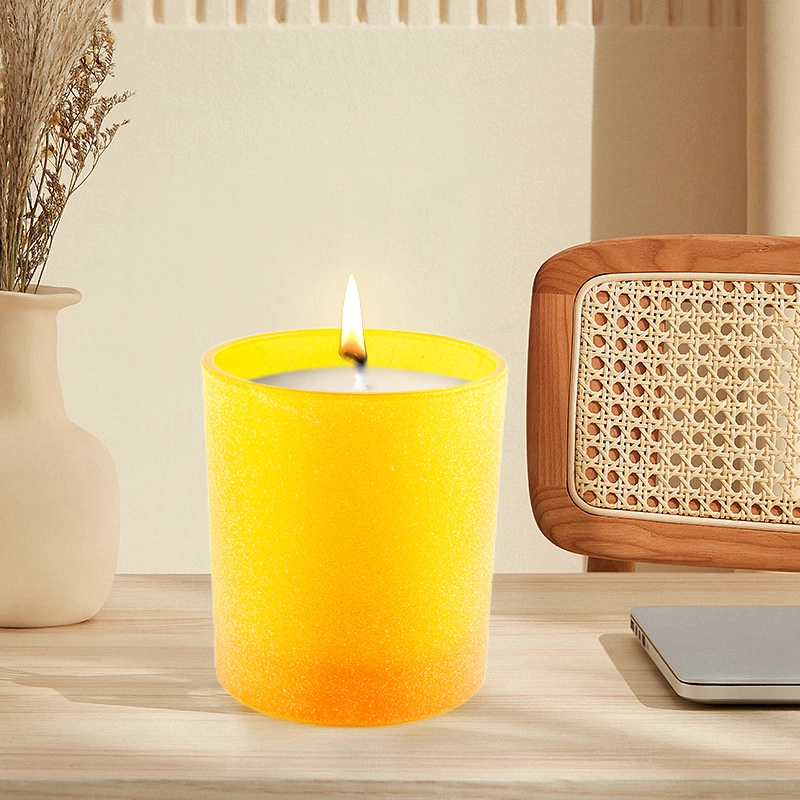 Wholesale Luxury transparent yellow empty glass candle jars