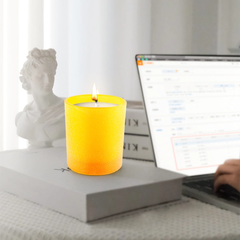 Wholesale Luxury transparent yellow empty glass candle jars