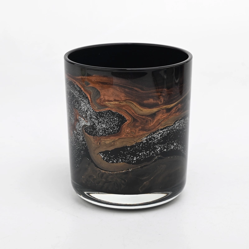 Luxury 10oz glass jar black glass candle vessel with round bottom
