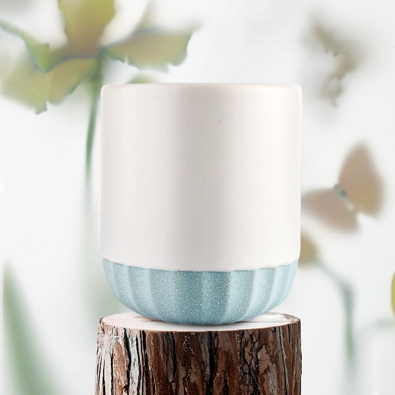 Creative candle holder christmas decoration cylinder ceramic empty candle jars with lids