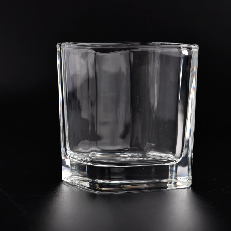 10oz square glass candle holder clear candle jar home decor