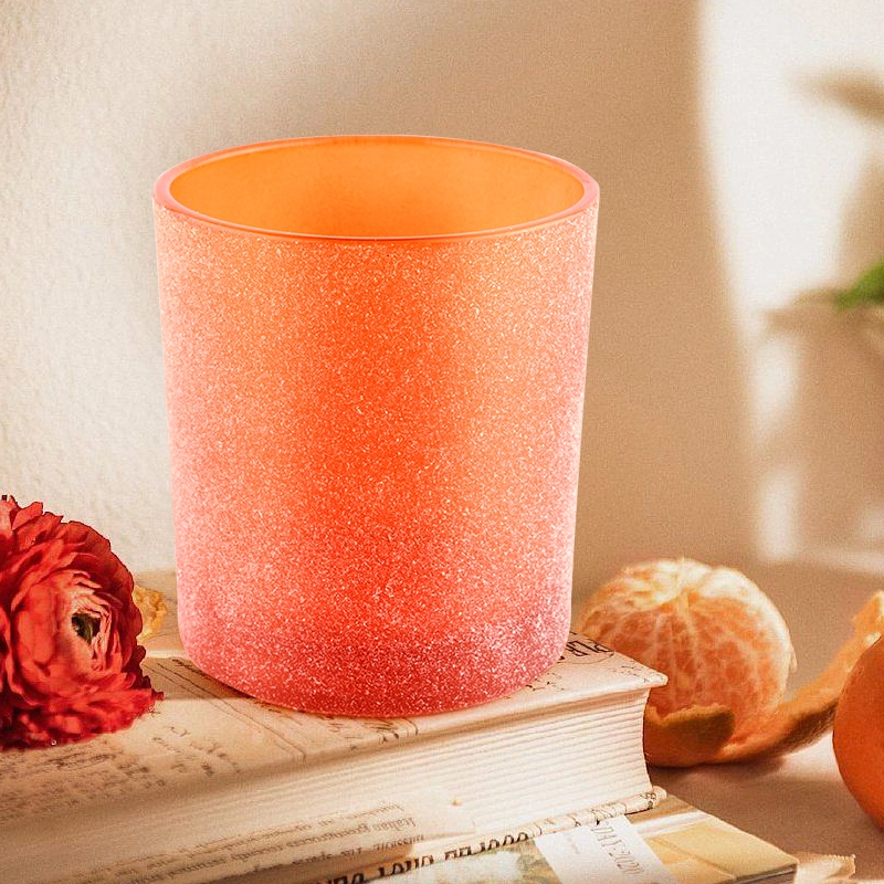 Wholesale Unique Round Bottom Orange Luxury Glass Candle Jars