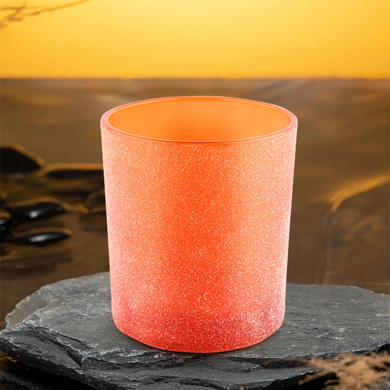 Wholesale Unique Round Bottom Orange Luxury Glass Candle Jars