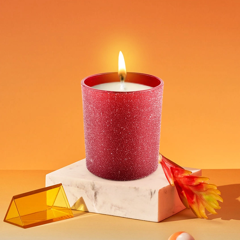 10oz Crimson Frosted Glass Candle Jars For Candle Making