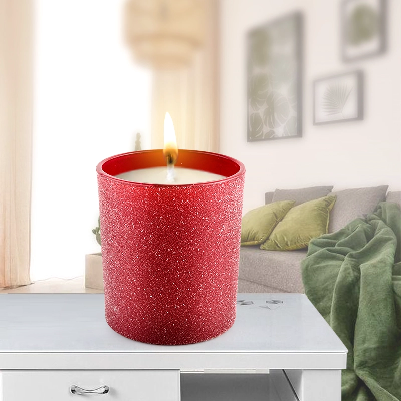 10oz Crimson Frosted Glass Candle Jars For Candle Making