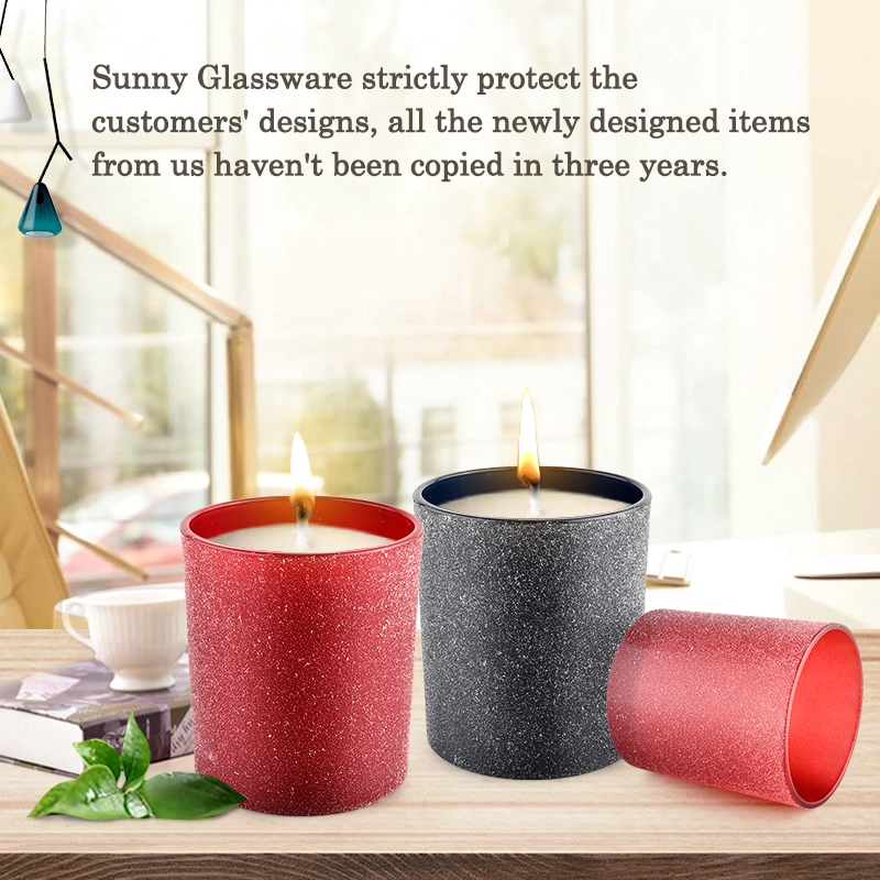 10oz Crimson Frosted Glass Candle Jars For Candle Making