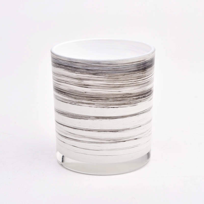 10oz grey stripe glass candle jars wholesale