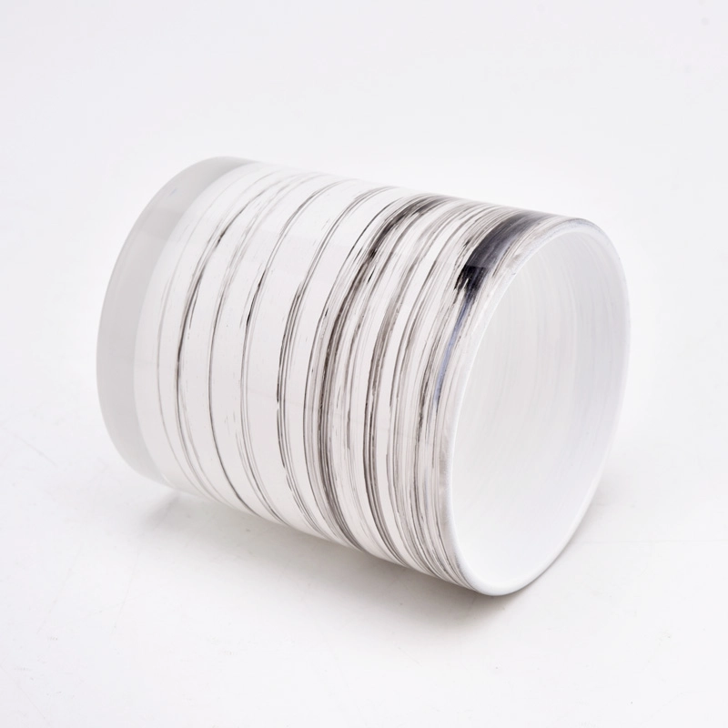 10oz grey stripe glass candle jars wholesale