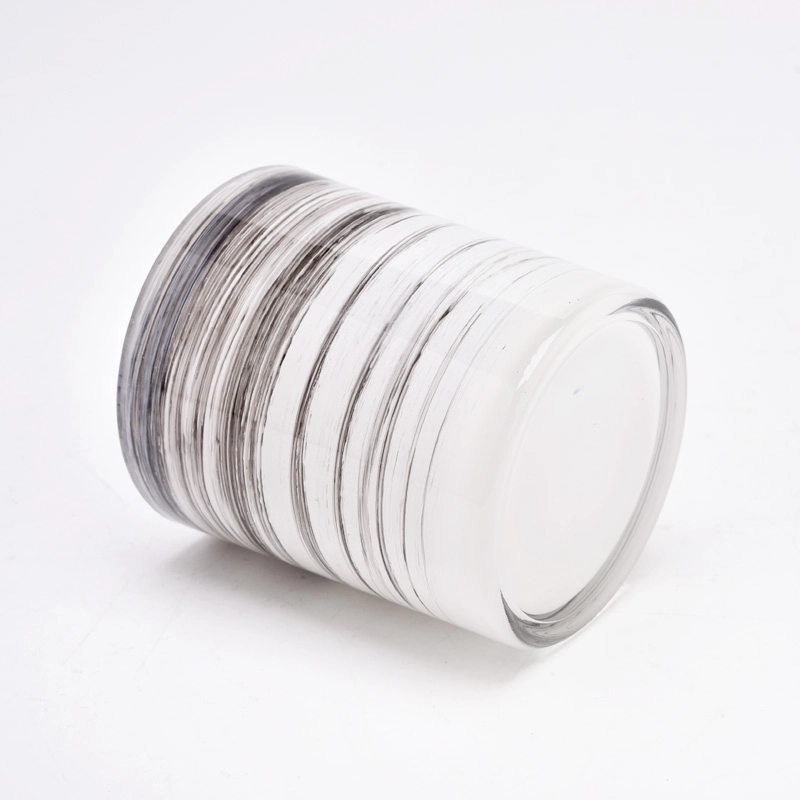 10oz grey stripe glass candle jars wholesale