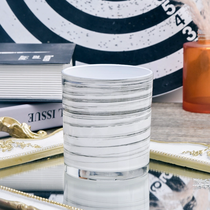 10oz grey stripe glass candle jars wholesale