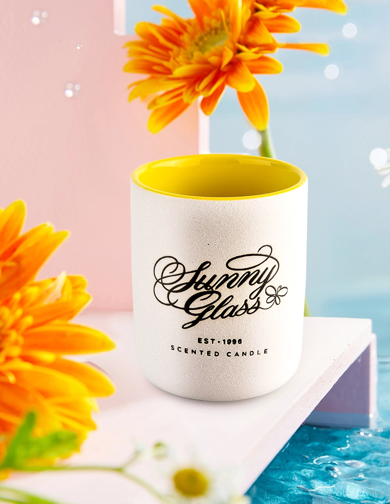 Modern cylindrical ceramic candle jar candle container for candle making