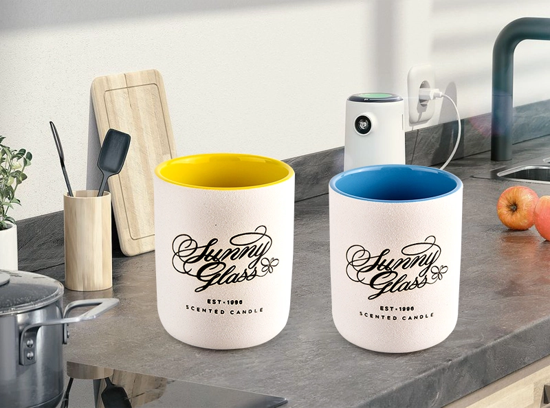Modern cylindrical ceramic candle jar candle container for candle making