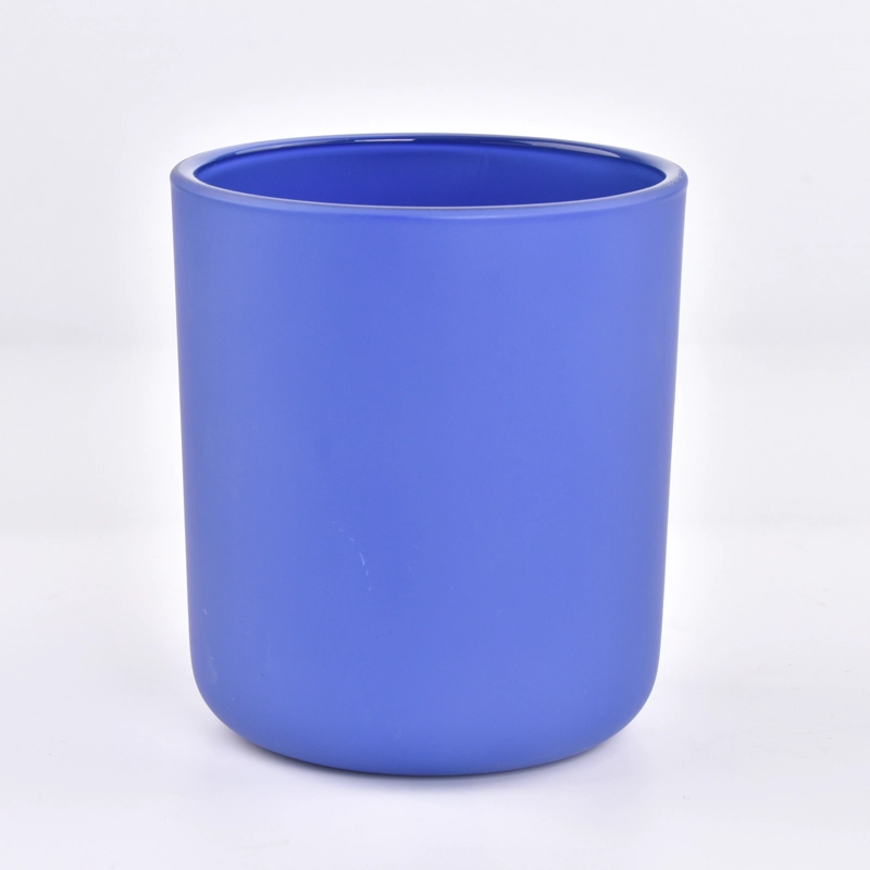 Luxury blue glass candle holder frosted candle jars wholesale