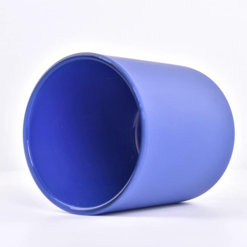 Luxury blue glass candle holder frosted candle jars wholesale