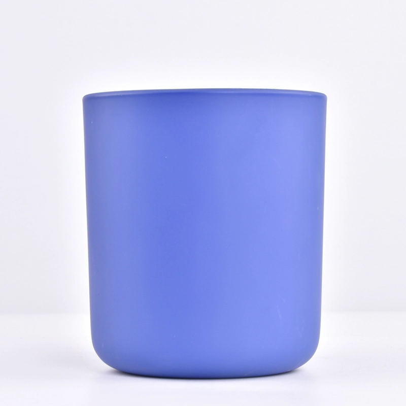 Luxury blue glass candle holder frosted candle jars wholesale