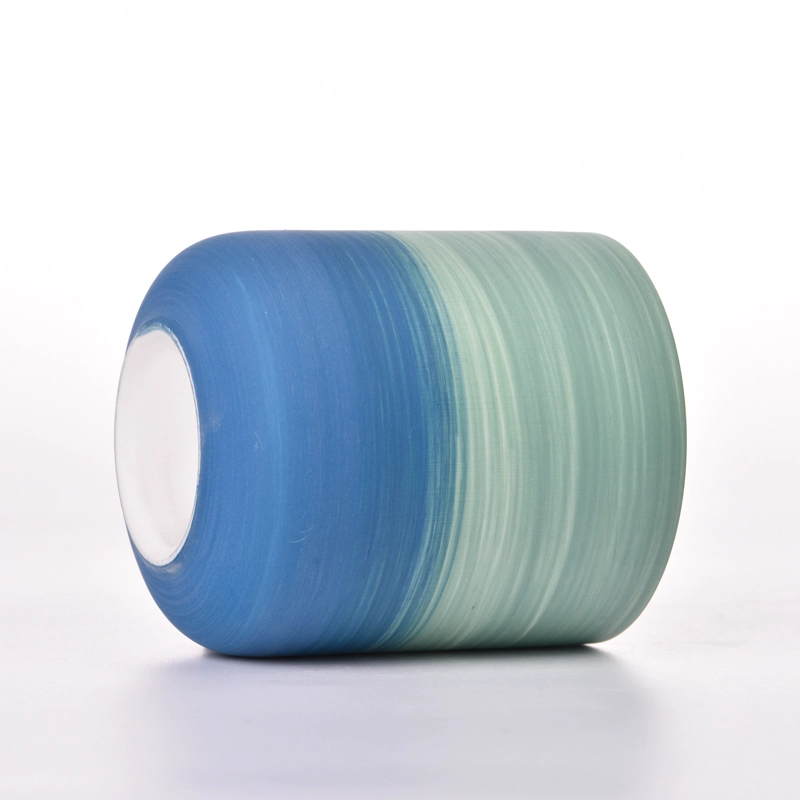 New 13oz gradient blue ceramic candle holder wholesale