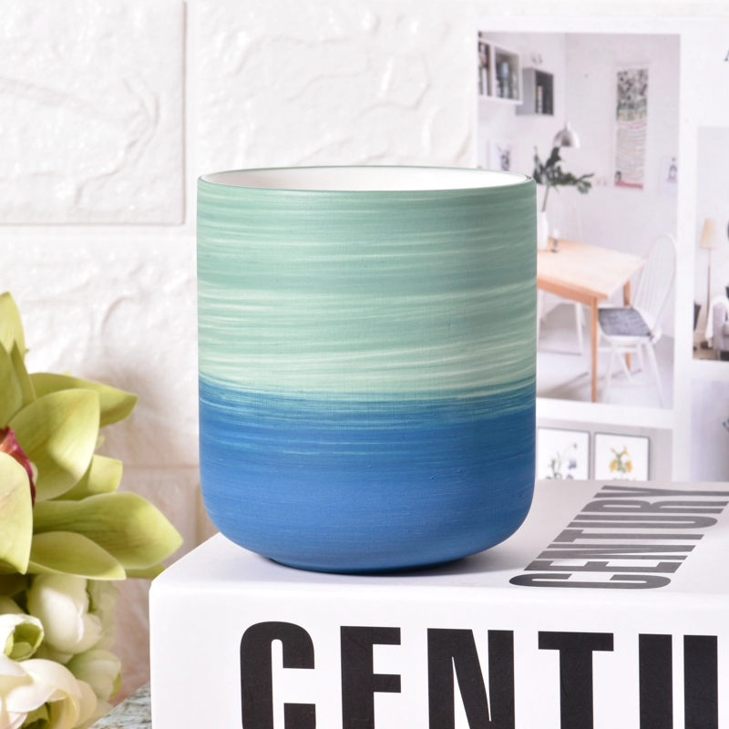 New 13oz gradient blue ceramic candle holder wholesale
