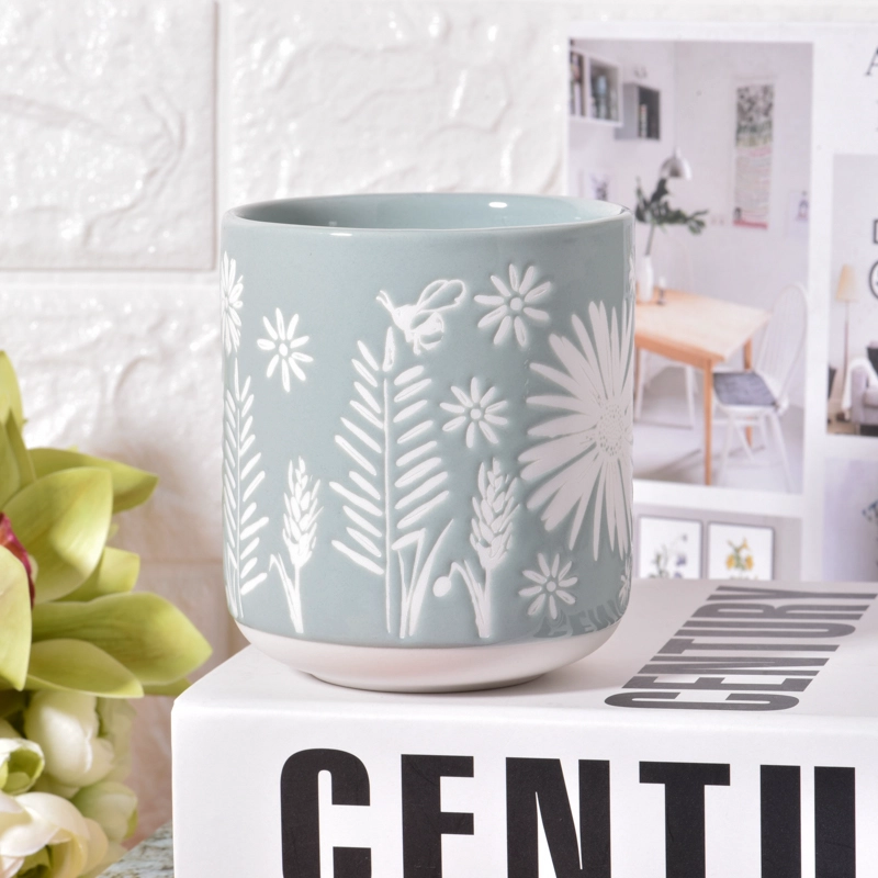 New design daisy pattern porcelain candle holder wholesale