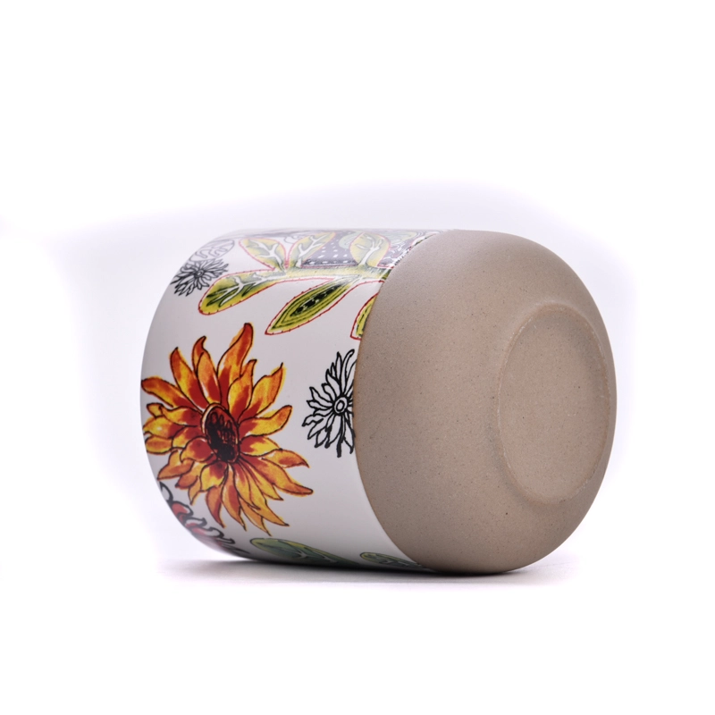 400ml ceramic candle holder flower effecting design candle vessel