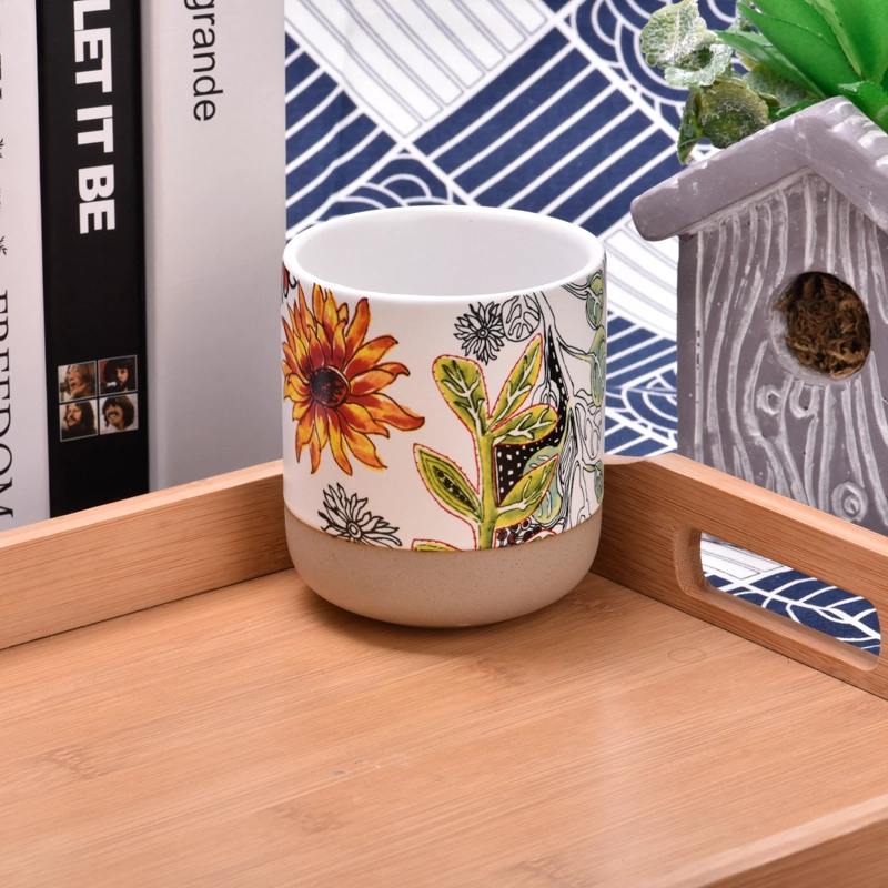 400ml ceramic candle holder flower effecting design candle vessel