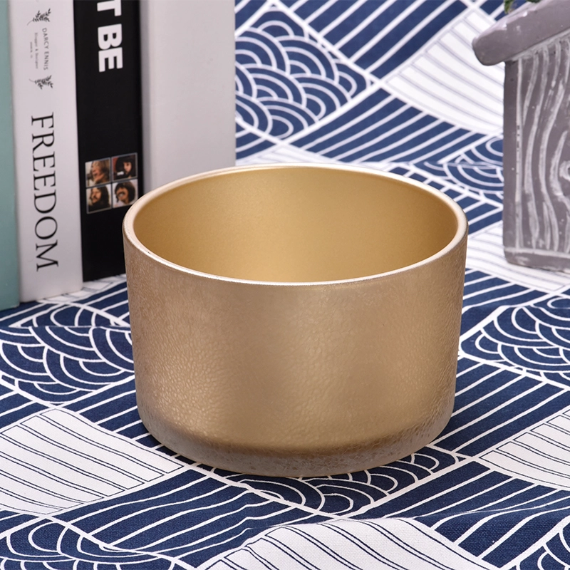 Luxury large capacity gold glass candle vessels glass containers wholesale