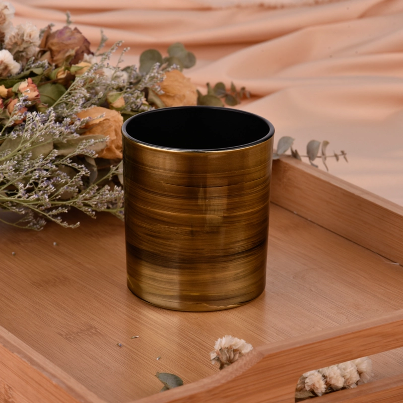 Luxury customized hand-plated colorful glass candle jars for home deco Luxury customized hand-plated colorful glass candle jars for home deco
