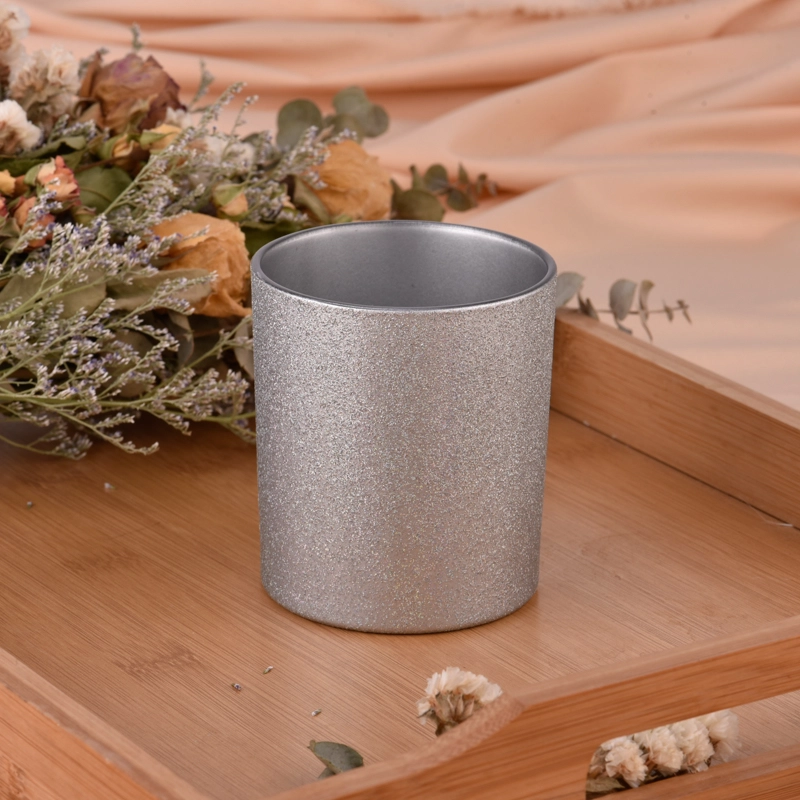 Wholesale supplier modern design of empty silver glass candle jars Wholesale supplier modern design of empty silver glass candle jars