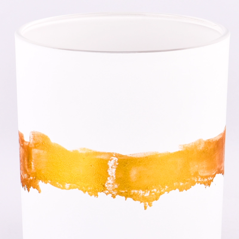 New design matte white hand painted gold glass candle jar New design matte white hand painted gold glass candle jar